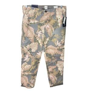 NWT GAP Sz 10 Girlfriend Chino Pants Blue Pink Hawaiian Floral Pattern MSRP $59